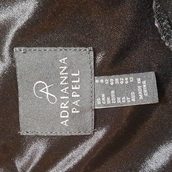 Adrianna Papell Drape Neck Cap Short Sleeve Black Dress Size 8 Basic Classic - Picture 6 of 8